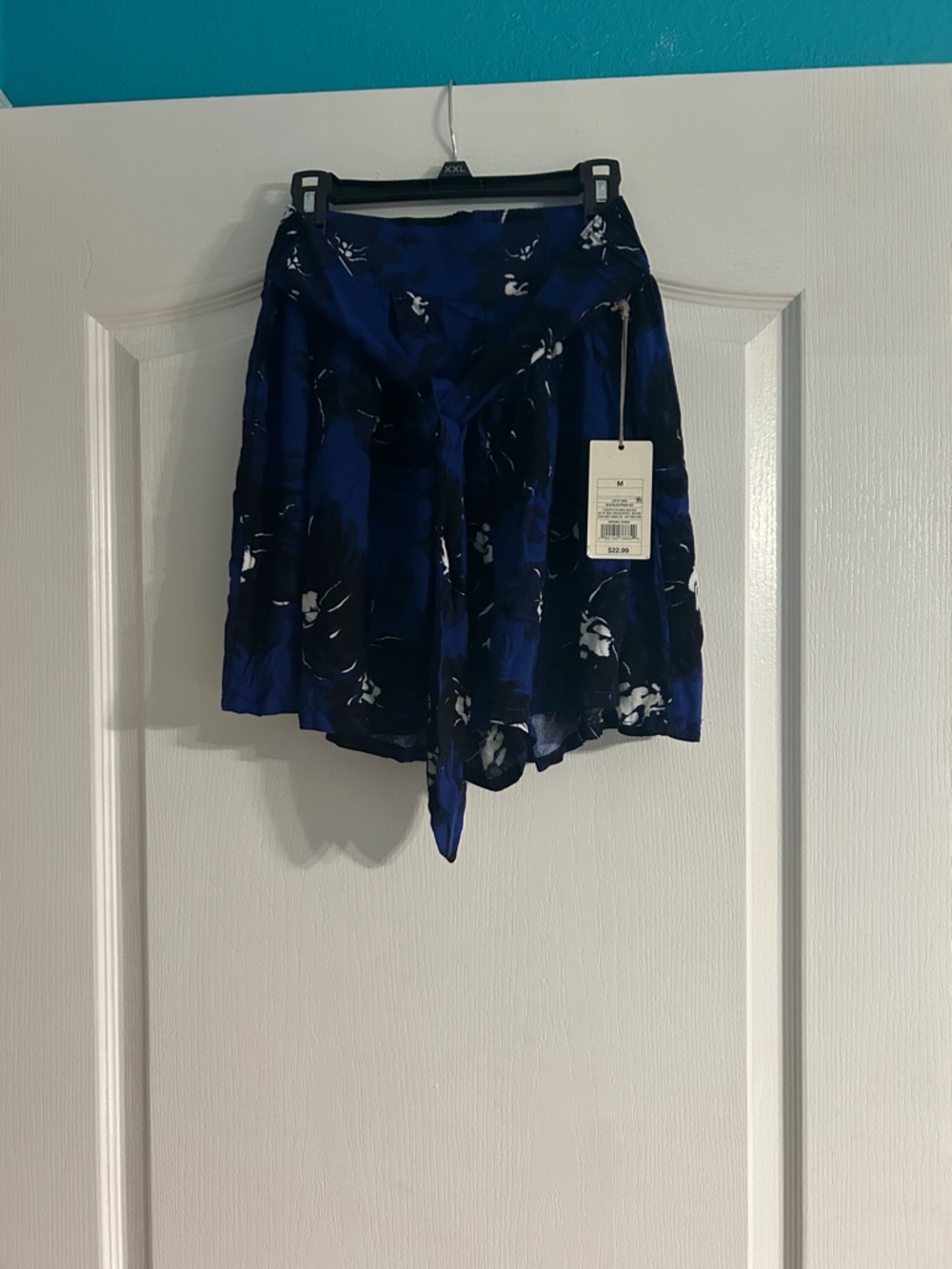 a new day Blue Floral Tie-Waist Shorts